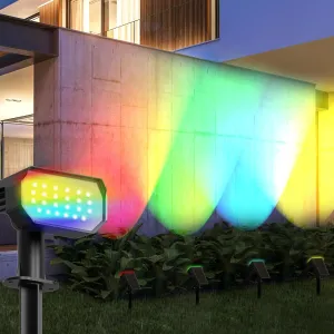 Ensenior Solar Spotlights Outdoor Waterproof, RGB 7 1 Color Changing Mode Outdoor Landscape Lighting, Automatic ON/Off Solar Powered Spotlight for Yard, Garden, Pathway (4-Pack)