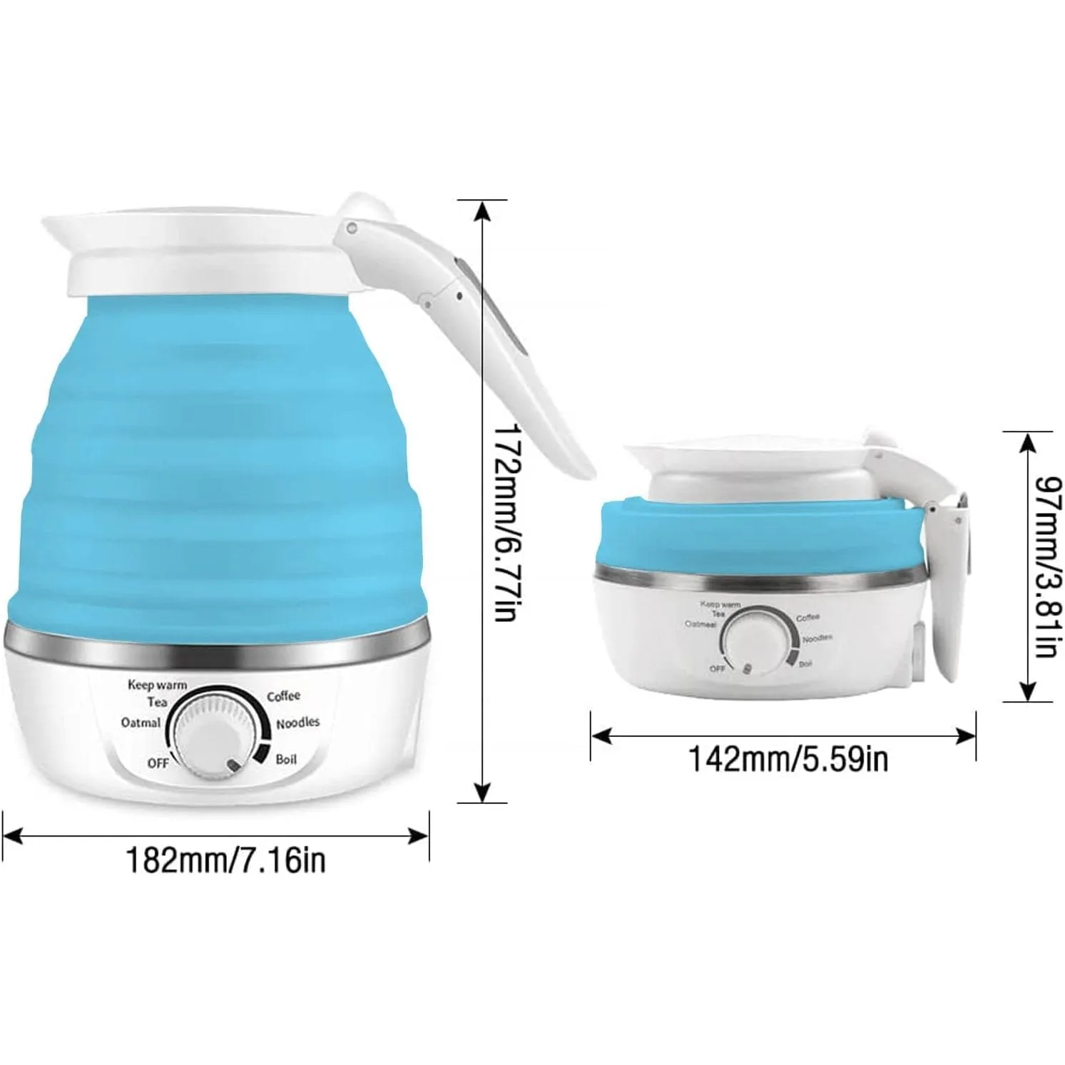ESYAMIPET Camping kettle electric, foldable kettle, adjustable temperature travel kettle, food grade silicone, detachable power cord, suitable for camping and hiking (Bule)