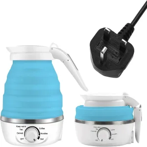 ESYAMIPET Camping kettle electric, foldable kettle, adjustable temperature travel kettle, food grade silicone, detachable power cord, suitable for camping and hiking (Bule)