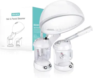 EZBASICS Hair Steamer 2 in 1 Ion Facial Steamer with Extendable Arm Table Top Hair Humidifier Hot Mist Moisturizing Facial Atomizer Spa Face Steamer Design for Personal Care Use at Home 1 Pack   2Uses