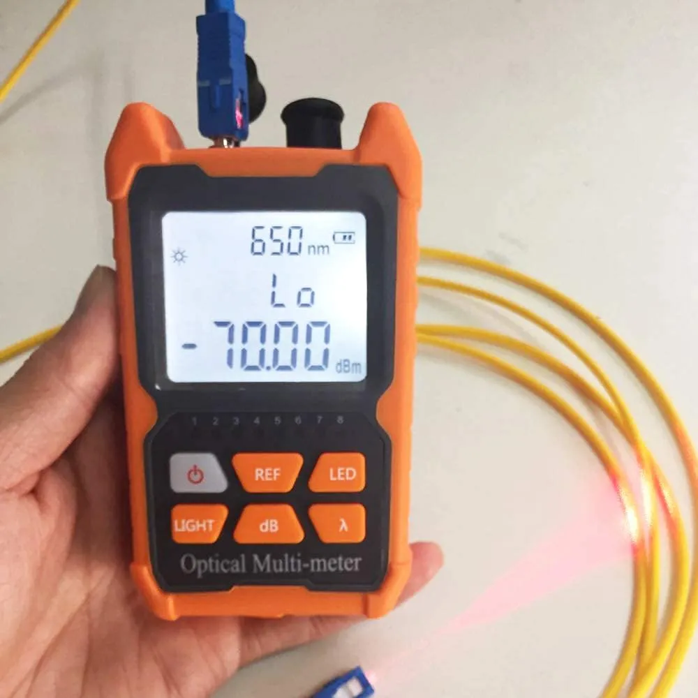 Fiber Optic Cable Tester - Portable Optical Fiber Power Meter with Universal FC/SC/ST Interface and Built-in 2Mw Visual Fault Locator (OPM-VFL-1)