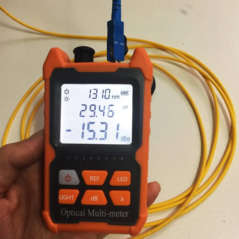 Fiber Optic Cable Tester - Portable Optical Fiber Power Meter with Universal FC/SC/ST Interface and Built-in 2Mw Visual Fault Locator (OPM-VFL-1)