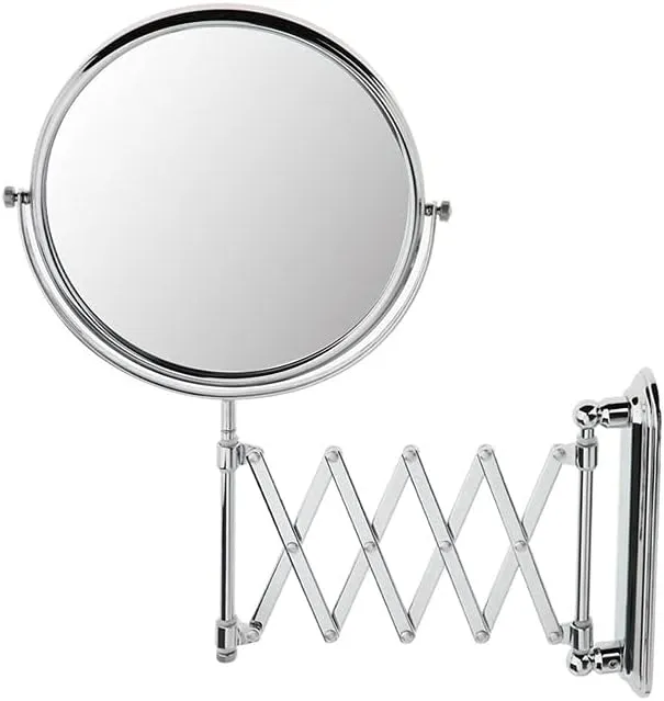 FIDEMM Makeup Mirror 7'' Vanity Makeup Mirror Wall Mount Bathroom Shaving Mirror 3X Magnification,Metal Vanity Mirror,Wall-Mounted Folding Mirror