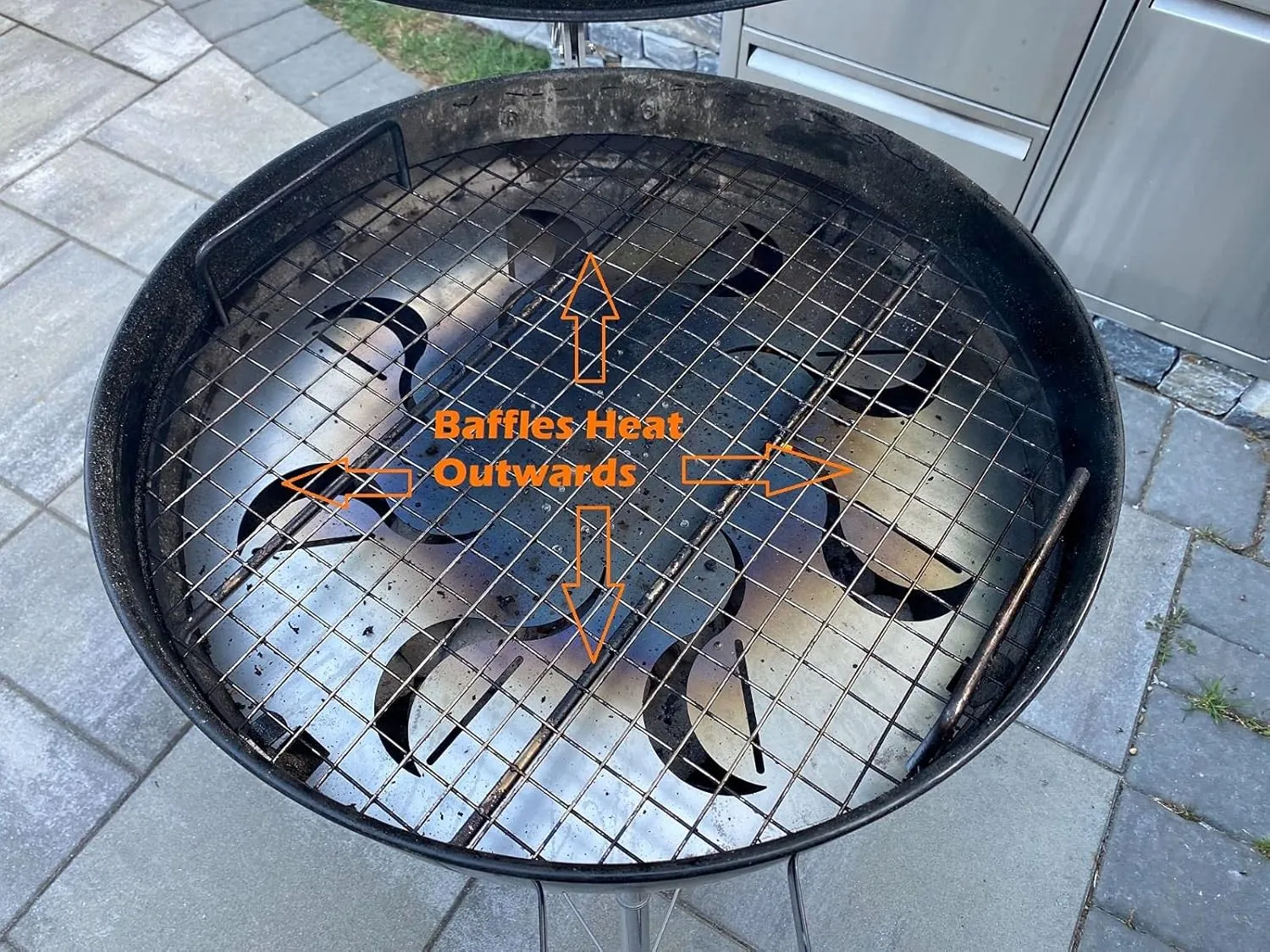 FireDial Baffle Plate Heat Management System for Charcoal BBQ and Barbecue Smokers, UDS, WSM, Kettle (For 22 in. Kettle)