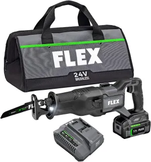 FLEX 24V Brushless Cordless Reciprocating Saw Kit with 5.0Ah Lithium Battery and 160W Fast Charger - FX2271-1C