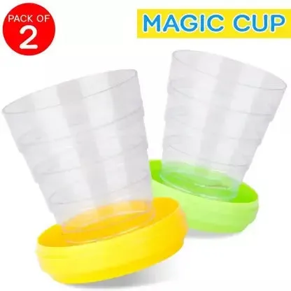 Foldable Plastic Glass Travel Cups for Water & Juice - multi color(80ml, 2 pcs)