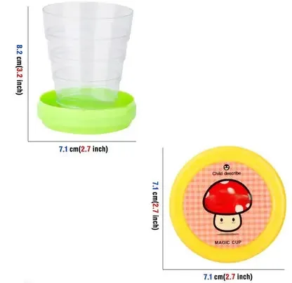 Foldable Plastic Glass Travel Cups for Water & Juice - multi color(80ml, 2 pcs)