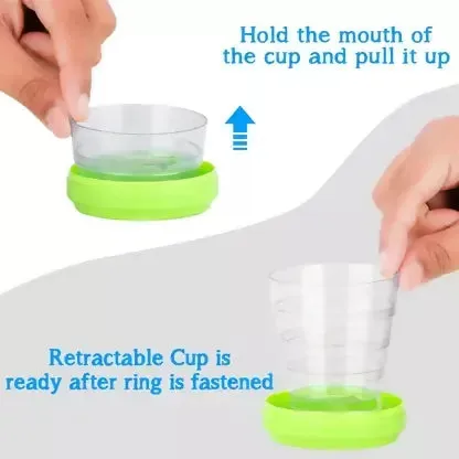 Foldable Plastic Glass Travel Cups for Water & Juice - multi color(80ml, 2 pcs)