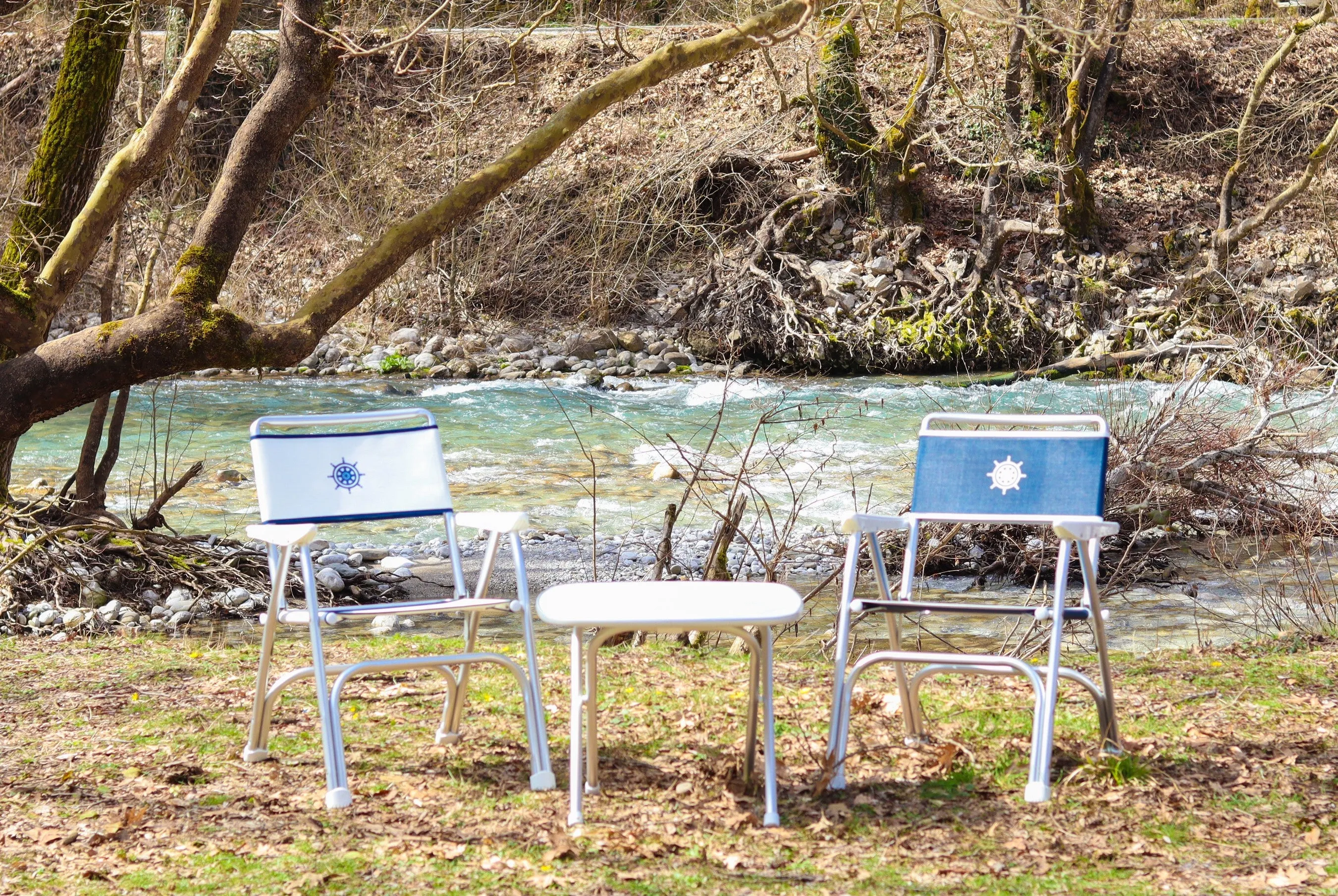 Folding Aluminum and Melamine Top Outdoor Table 61 x 61 x 49 cm-M350X