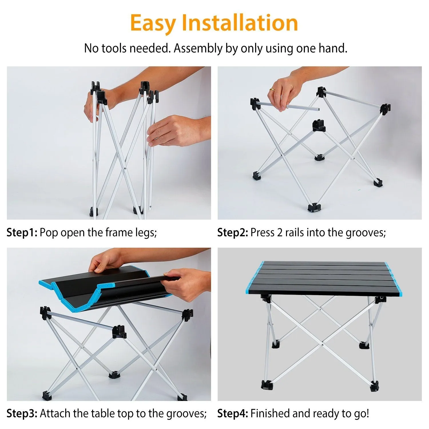 Folding Camping Table Aluminum Alloy Collapsible with Carry Bag