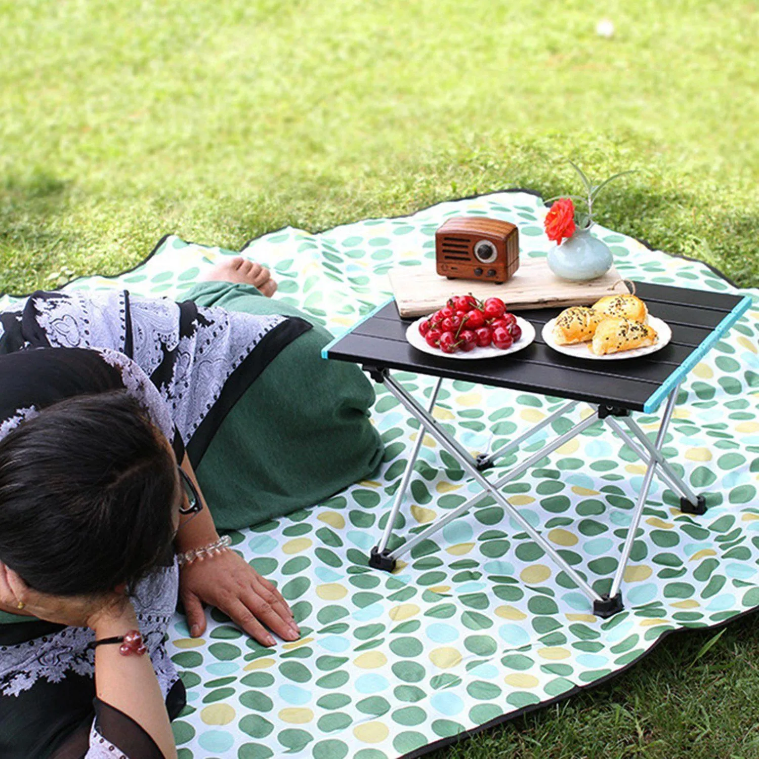 Folding Camping Table Aluminum Alloy Collapsible with Carry Bag