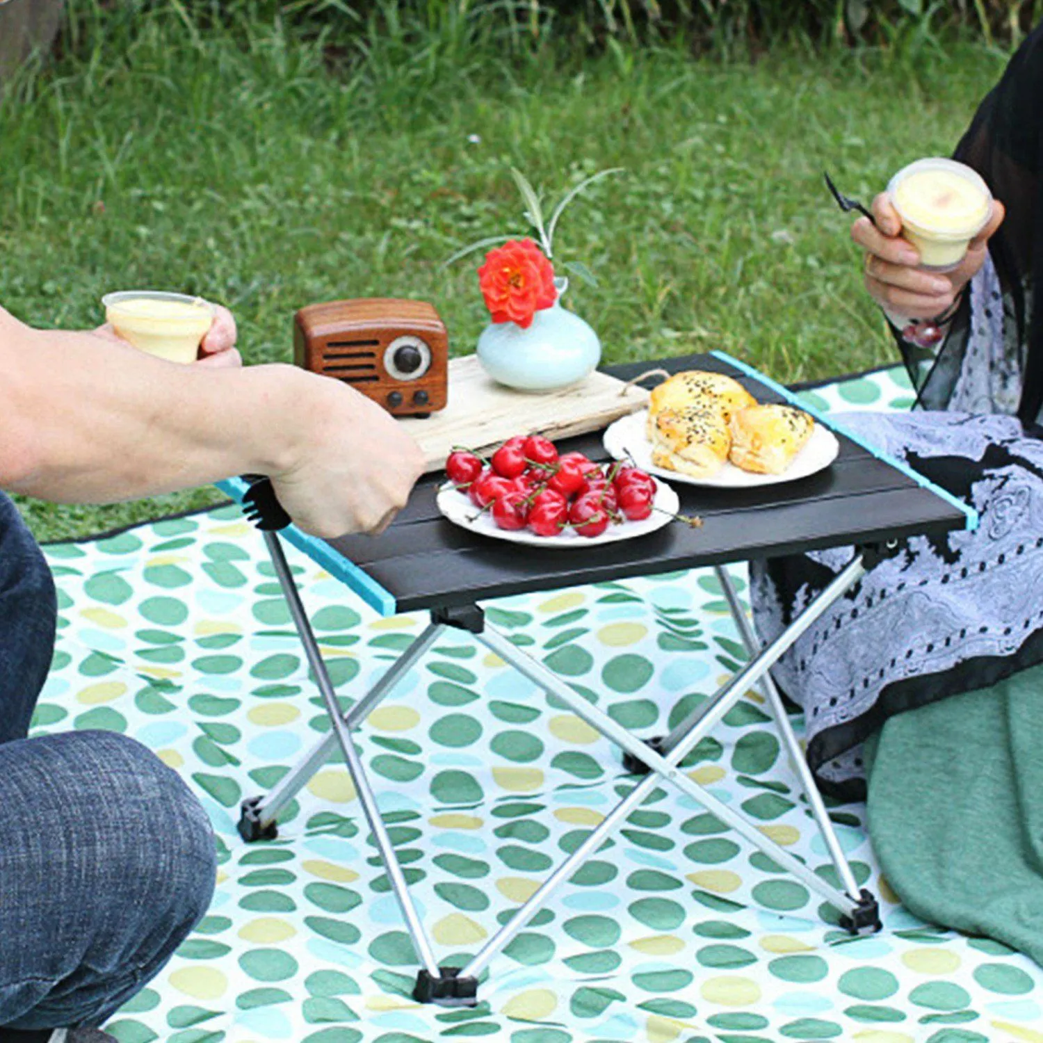 Folding Camping Table Aluminum Alloy Collapsible with Carry Bag