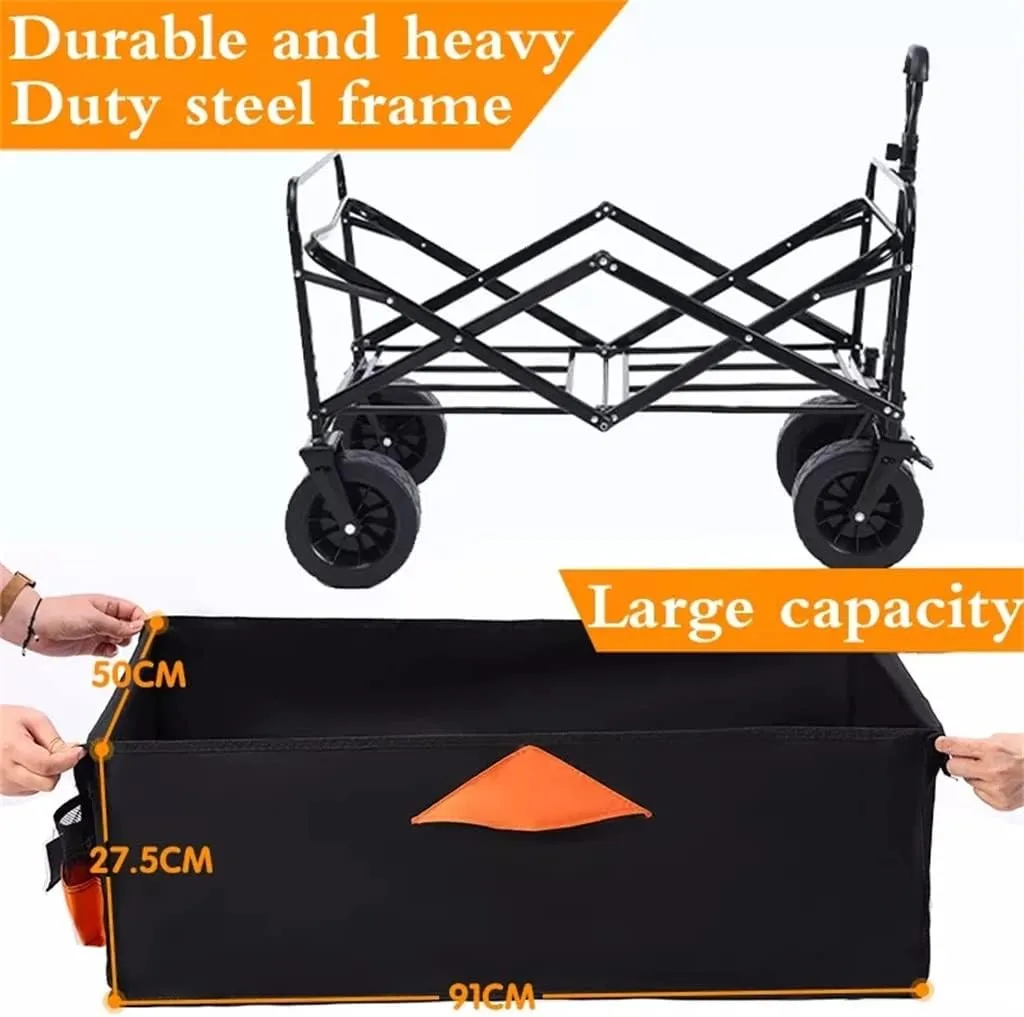 Folding Cart Portable Foldable 150L Large Capacity Multifunction Cart Outdoor Camping Table Light Wagon BBQ Trolley (D 105 * 50 * 103cm)