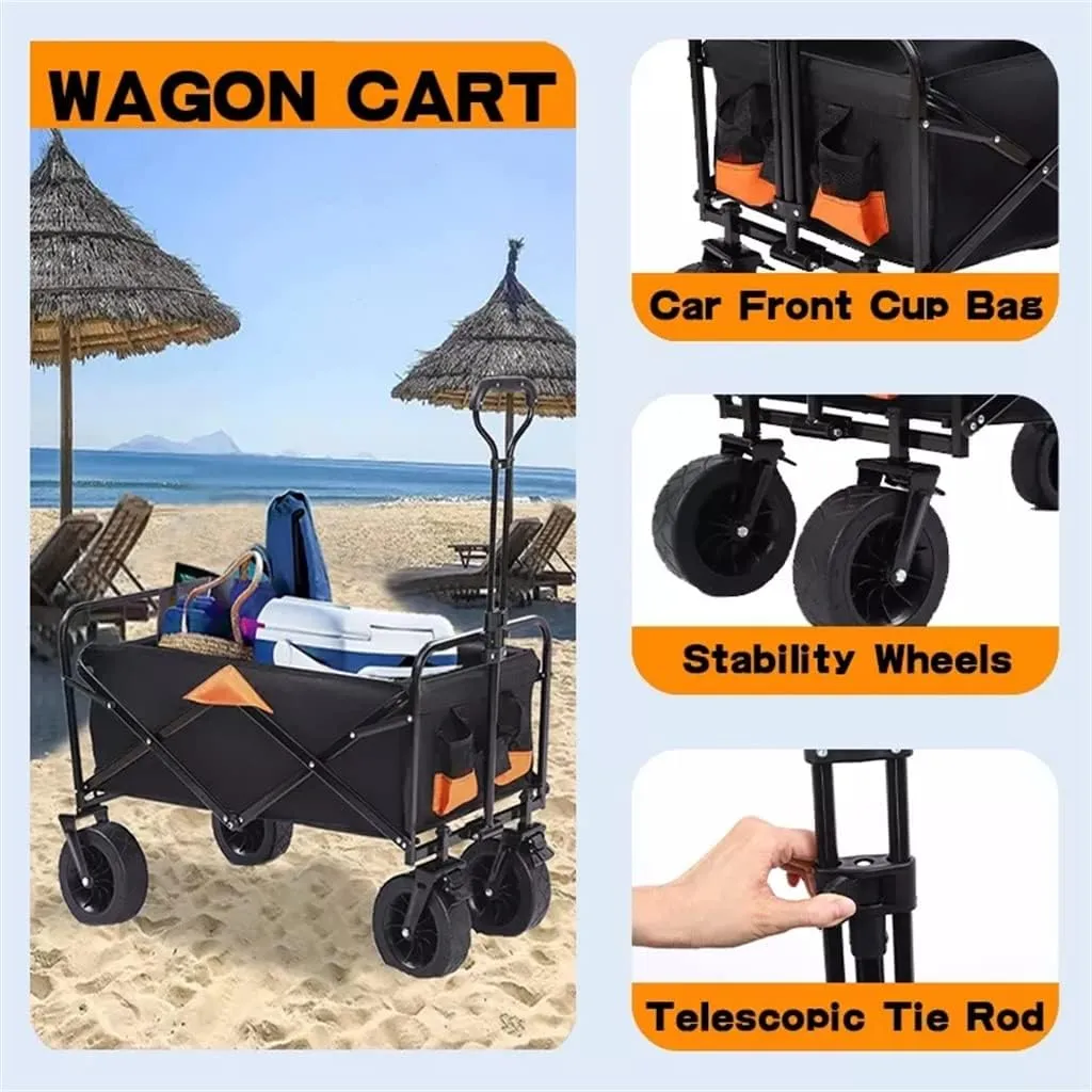 Folding Cart Portable Foldable 150L Large Capacity Multifunction Cart Outdoor Camping Table Light Wagon BBQ Trolley (D 105 * 50 * 103cm)