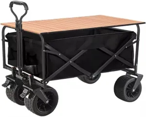 Folding Cart Portable Foldable 150L Large Capacity Multifunction Cart Outdoor Camping Table Light Wagon BBQ Trolley (D 105 * 50 * 103cm)