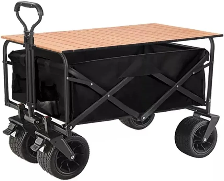Folding Cart Portable Foldable 150L Large Capacity Multifunction Cart Outdoor Camping Table Light Wagon BBQ Trolley (D 105 * 50 * 103cm)