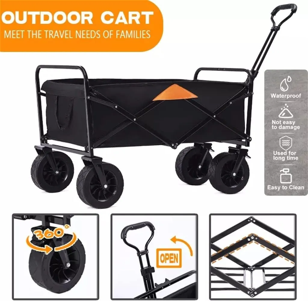 Folding Cart Portable Foldable 150L Large Capacity Multifunction Cart Outdoor Camping Table Light Wagon BBQ Trolley (D 105 * 50 * 103cm)
