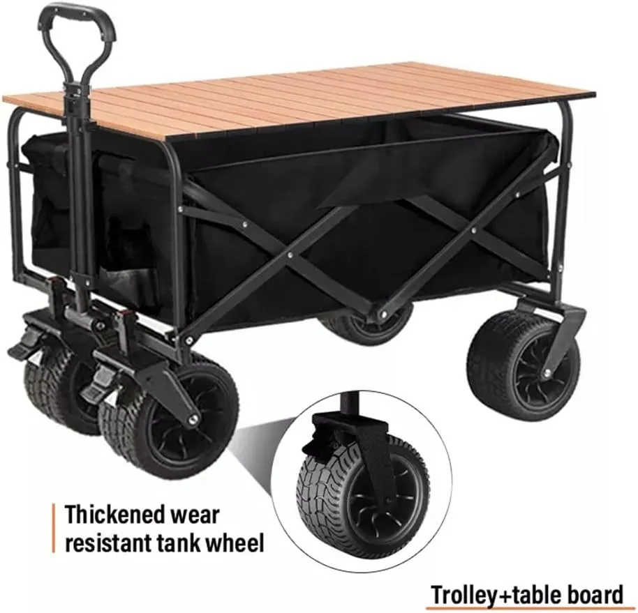 Folding Cart Portable Foldable 150L Large Capacity Multifunction Cart Outdoor Camping Table Light Wagon BBQ Trolley (D 105 * 50 * 103cm)