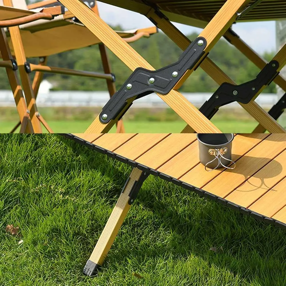 Folding Chairs and Table Set, Metal Folding Multi-Functional Portable Chair, Outdoor Camping Fishing Chair with Comfortable Curved Backs