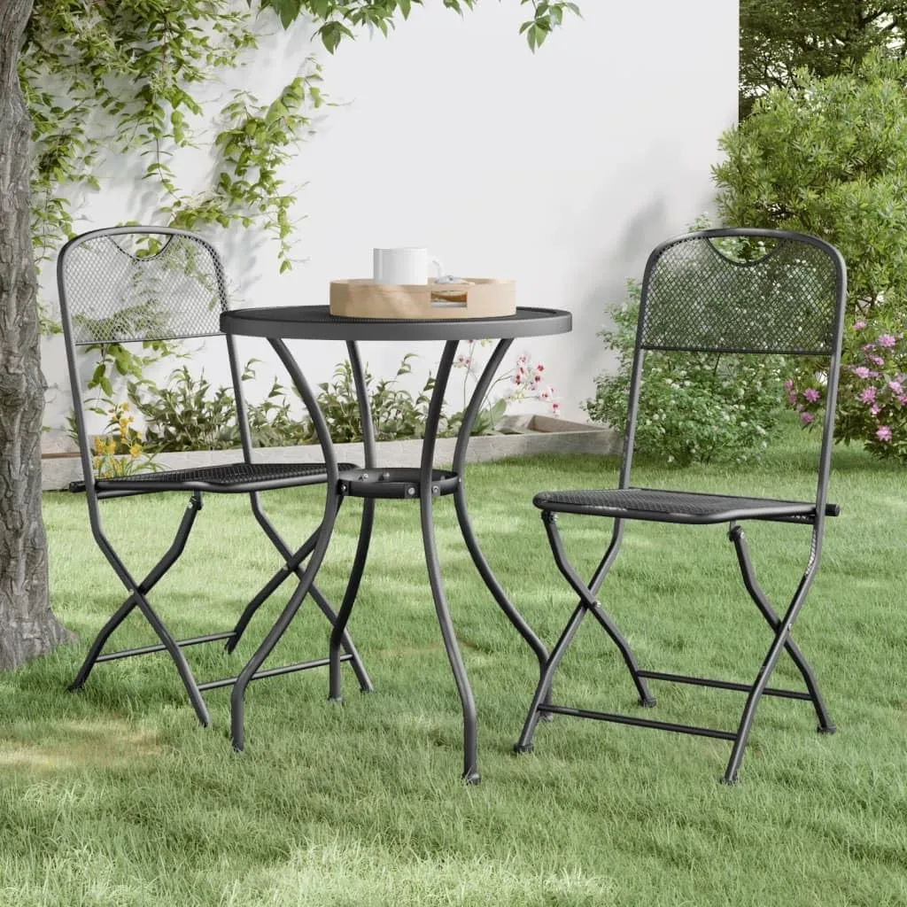 Folding Patio Chairs 2 pcs Outdoor Chairs Anthracite Expandable Metal Mesh Patio Furniture Foldable Chairs for Garden Beach Camping Lounge Dining