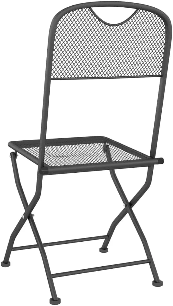 Folding Patio Chairs 2 pcs Outdoor Chairs Anthracite Expandable Metal Mesh Patio Furniture Foldable Chairs for Garden Beach Camping Lounge Dining