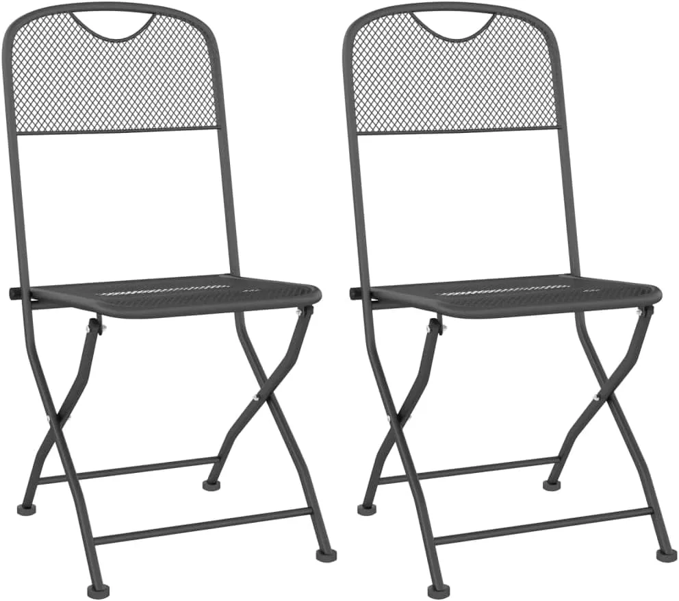 Folding Patio Chairs 2 pcs Outdoor Chairs Anthracite Expandable Metal Mesh Patio Furniture Foldable Chairs for Garden Beach Camping Lounge Dining