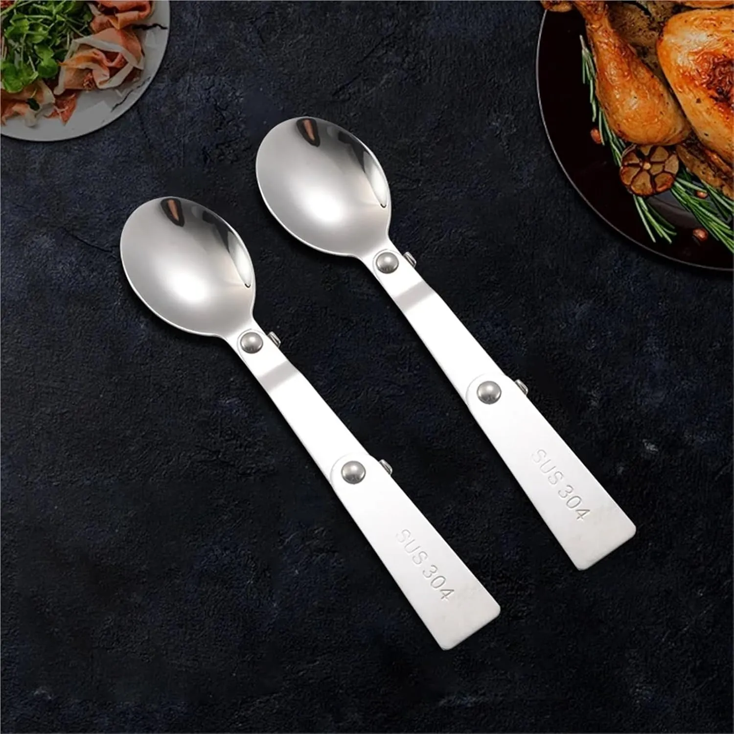 Folding Spoons 12Pcs Portable Folding Spoon Fork Set, 304 Stainless Steel Foldable Spoon,Foldable Cutlery for Thermos Container Food Containers(Spoon Fork Spork)