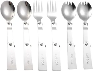 Folding Spoons 12Pcs Portable Folding Spoon Fork Set, 304 Stainless Steel Foldable Spoon,Foldable Cutlery for Thermos Container Food Containers(Spoon Fork Spork)