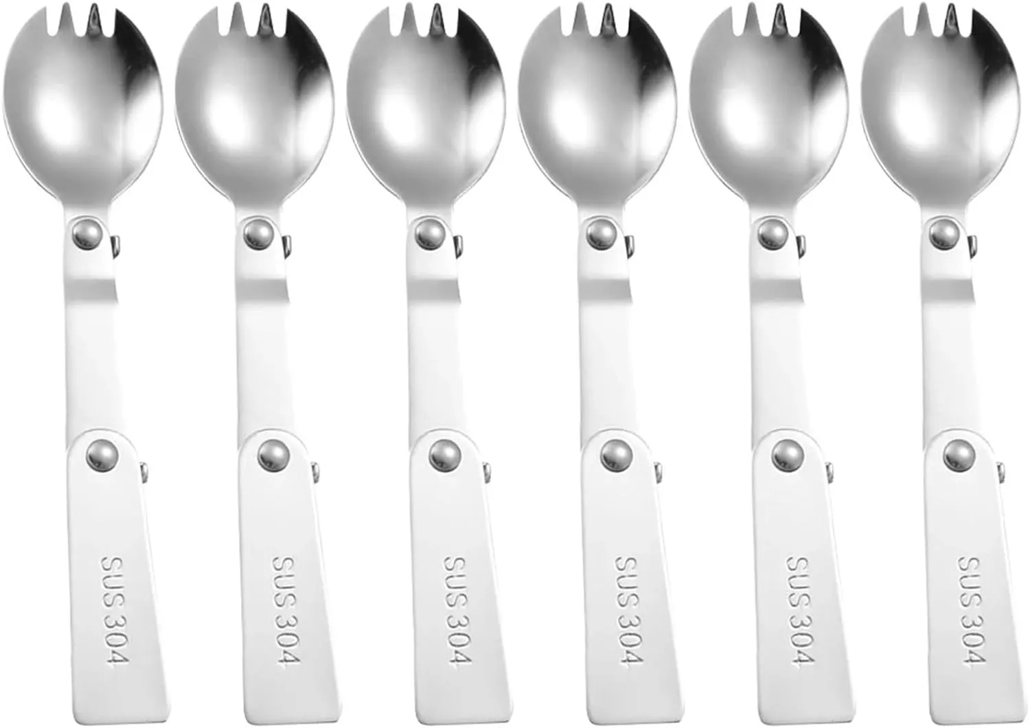 Folding Spoons 12Pcs Portable Folding Spoon Fork Set, 304 Stainless Steel Foldable Spoon,Foldable Cutlery for Thermos Container Food Containers(Spoon Fork Spork)