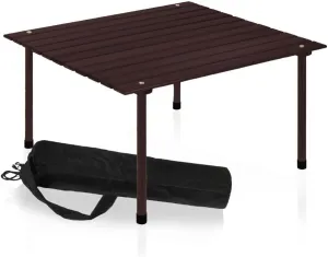 Formosa Covers Portable Wood Roll Up Table for Picnics, Camping, Beach, Parties, Charcuterie, Travel, Tailgate, Outdoor Events w/Black Carrying Bag Size 26" Lx26 Wx16 H (Espresso)