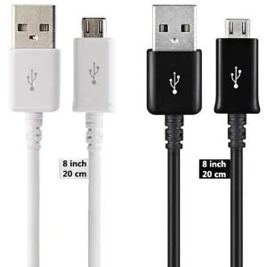 Full 25W Short MicroUSB Compatible with Vertu Constellation Plus 480Mbps 2.0 Data High Speed 5A Charging. (2pack, 8 inch)
