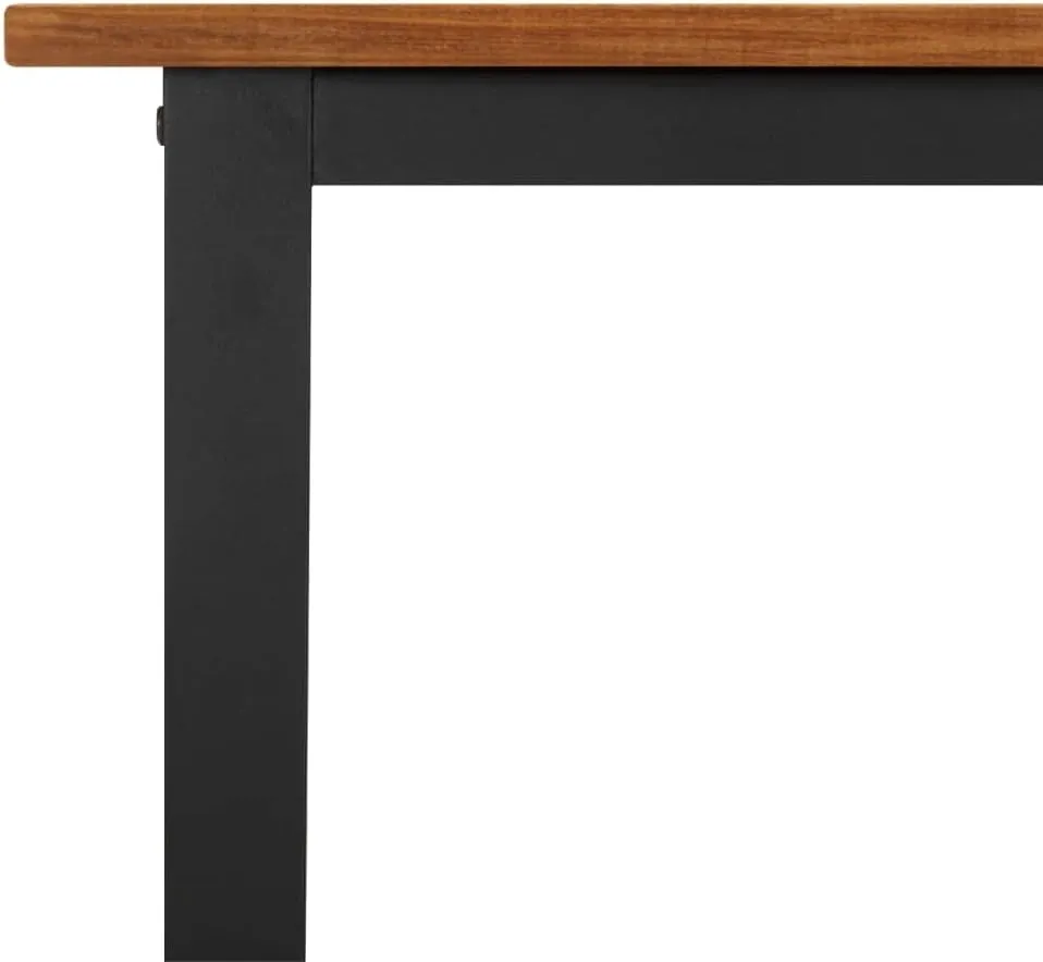 Garden Table Acacia Wood Outdoor Furniture, Dining, Camping, Side Table, Tables, Brown Powder-Coated Black, 180x80x75cm