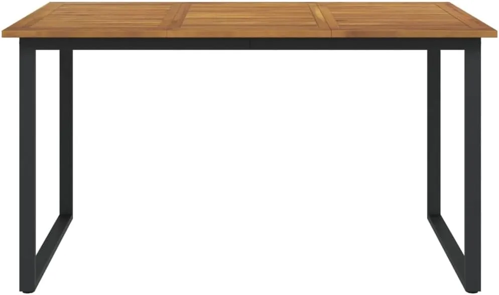 Garden Table Acacia Wood Outdoor Furniture, Dining, Camping, Side Table, Tables, Brown Powder-Coated Black, 180x80x75cm