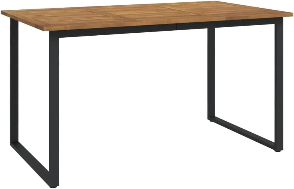 Garden Table Acacia Wood Outdoor Furniture, Dining, Camping, Side Table, Tables, Brown Powder-Coated Black, 180x80x75cm