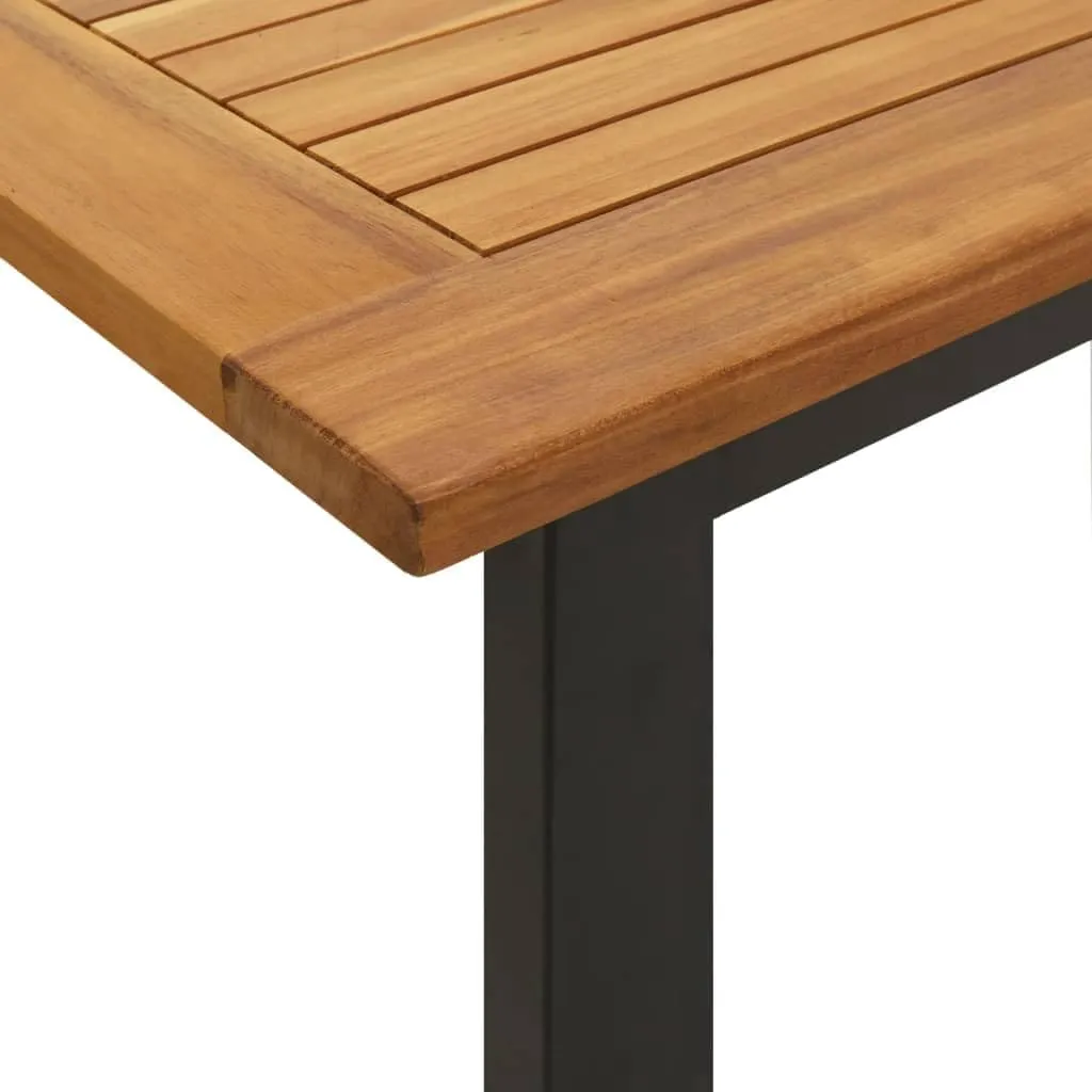 Garden Table Acacia Wood Outdoor Furniture, Dining, Camping, Side Table, Tables, Brown Powder-Coated Black, 180x80x75cm