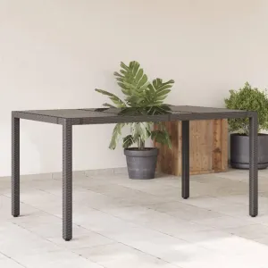 Garden Table Black Poly Rattan Tempered Glass Outdoor Furniture, Camping Dining, Folding Table 180 x 90 x 75cm