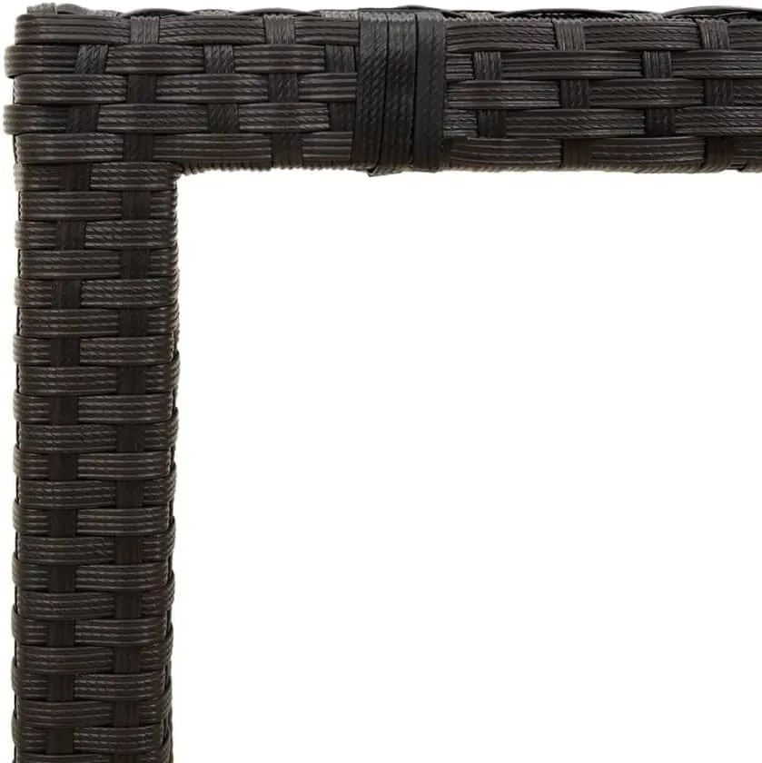 Garden Table Black Poly Rattan Tempered Glass Outdoor Furniture, Camping Dining, Folding Table 180 x 90 x 75cm