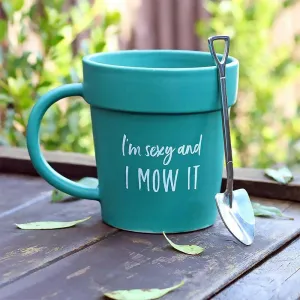 Gardening Plant Pot Mug with shovel Spoon Gift for Him