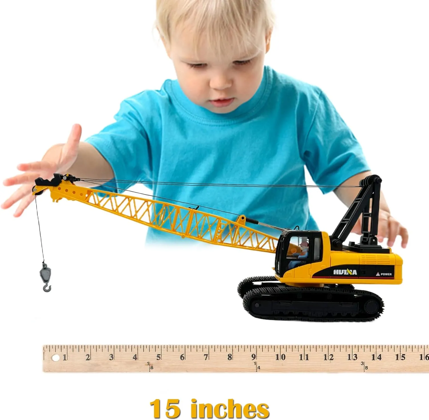 Gemini&Genius Crane Toys for Kids, Construction Vehicles Crane, Truck Toy Construction Equipment - Ideal Gift for Kids, 1:35 Scale-15 Length