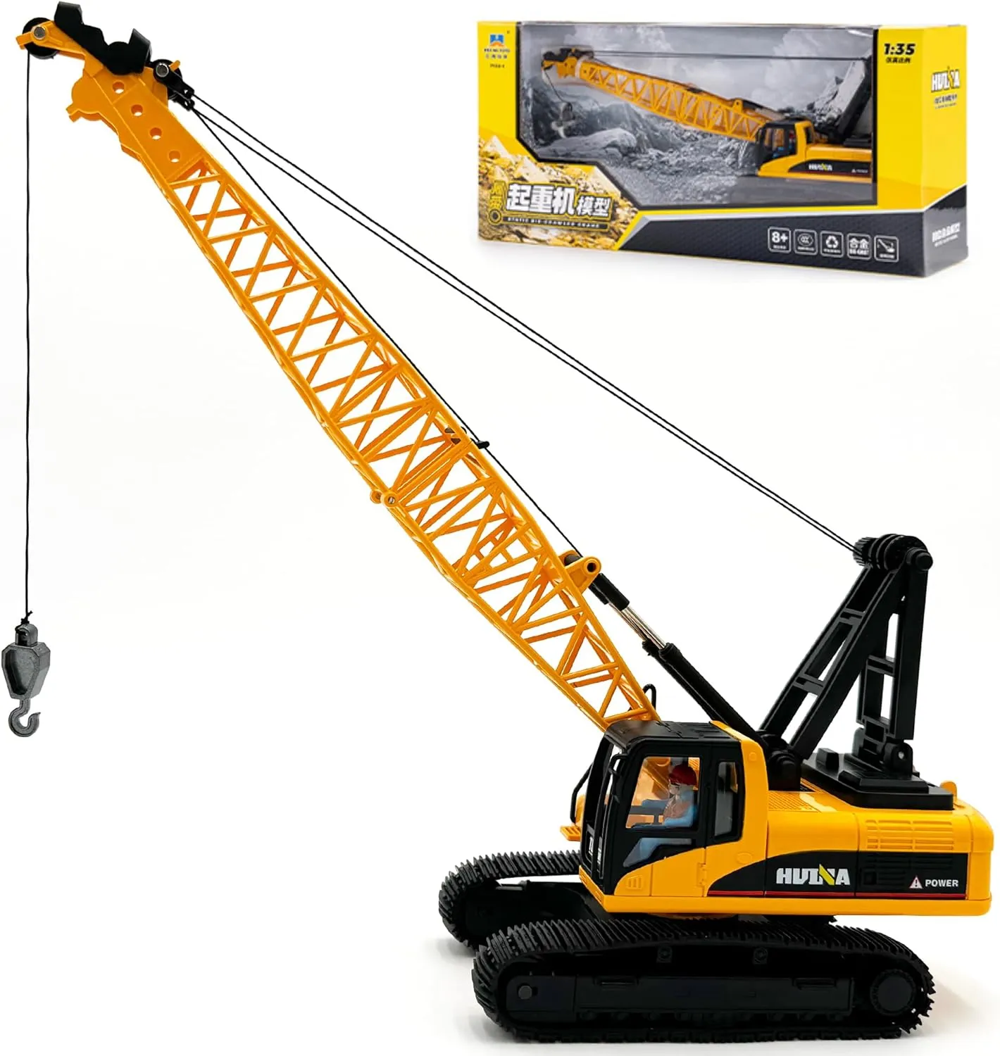 Gemini&Genius Crane Toys for Kids, Construction Vehicles Crane, Truck Toy Construction Equipment - Ideal Gift for Kids, 1:35 Scale-15 Length