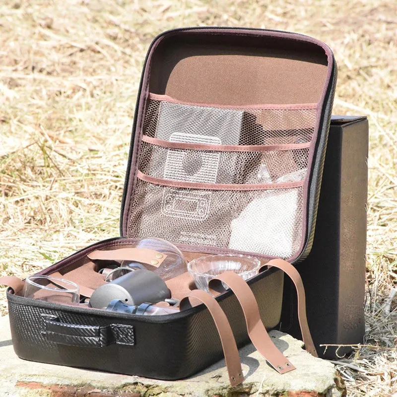 Gift Set of Travel Coffee Accessories Set Including PU Bags Manual Grinding Cups10 pcs