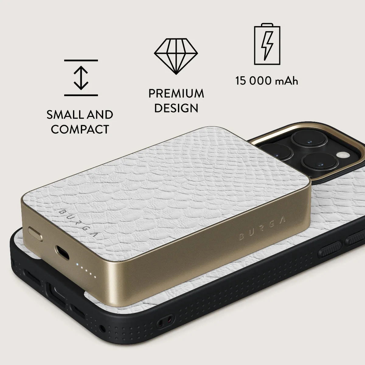 Glacial Desert - White Snakeskin Magnetic Power Bank