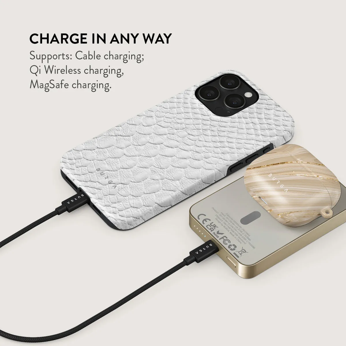 Glacial Desert - White Snakeskin Magnetic Power Bank