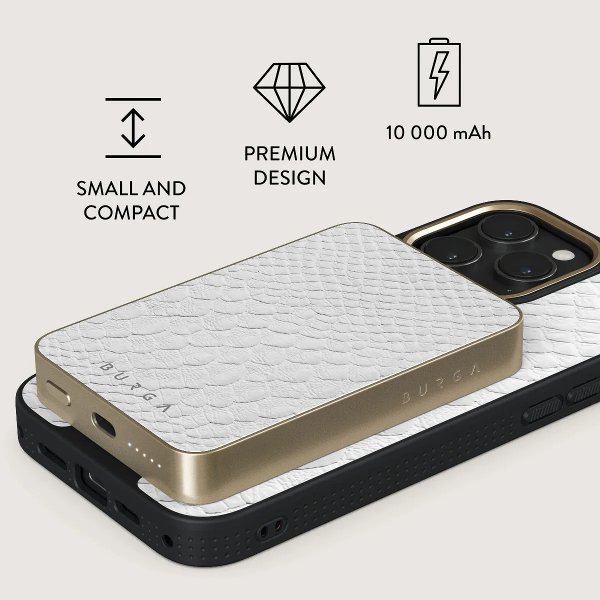 Glacial Desert - White Snakeskin Magnetic Power Bank