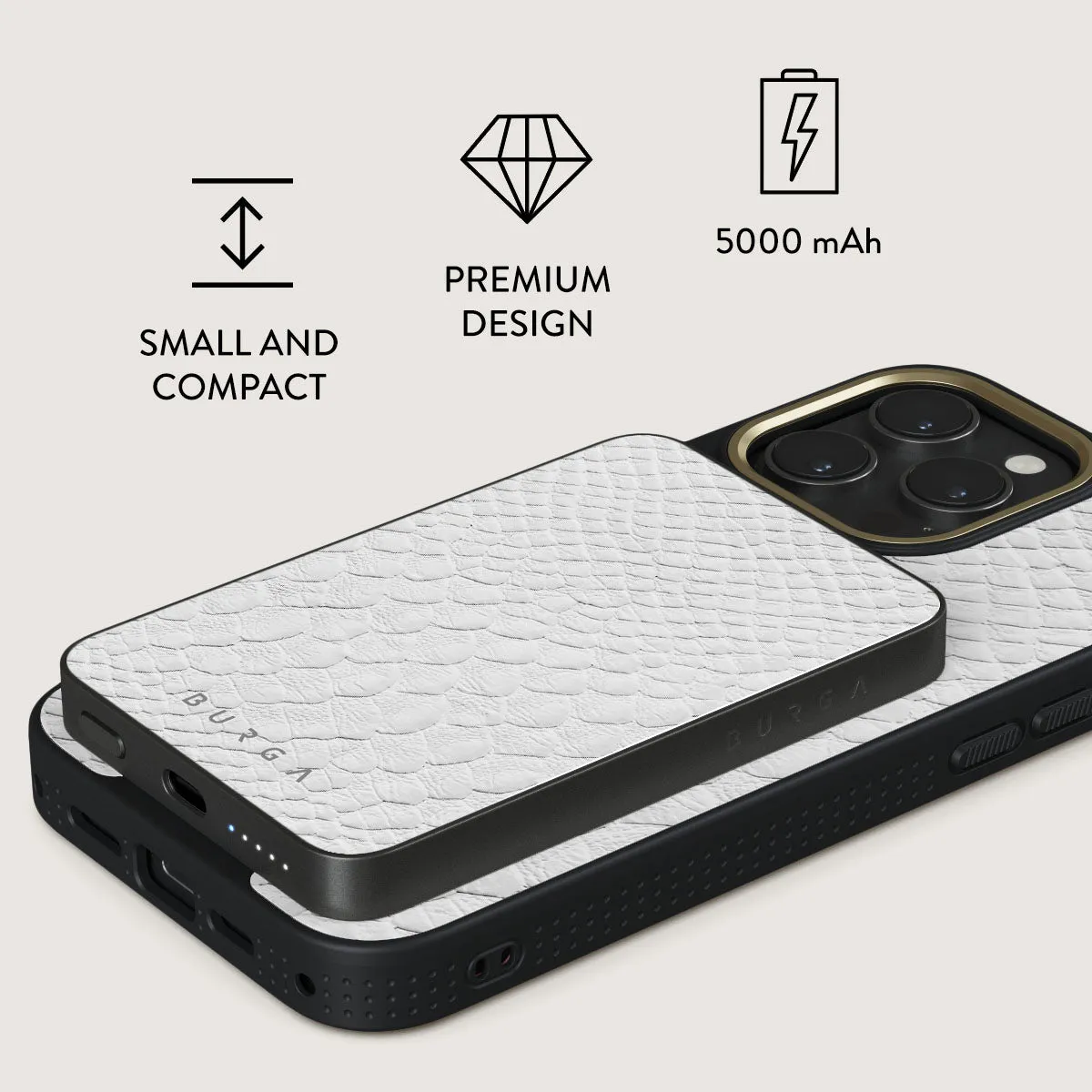 Glacial Desert - White Snakeskin Magnetic Power Bank