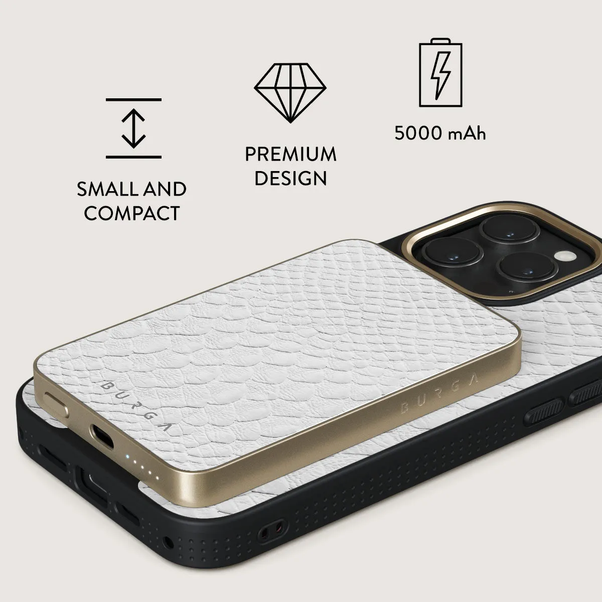 Glacial Desert - White Snakeskin Magnetic Power Bank