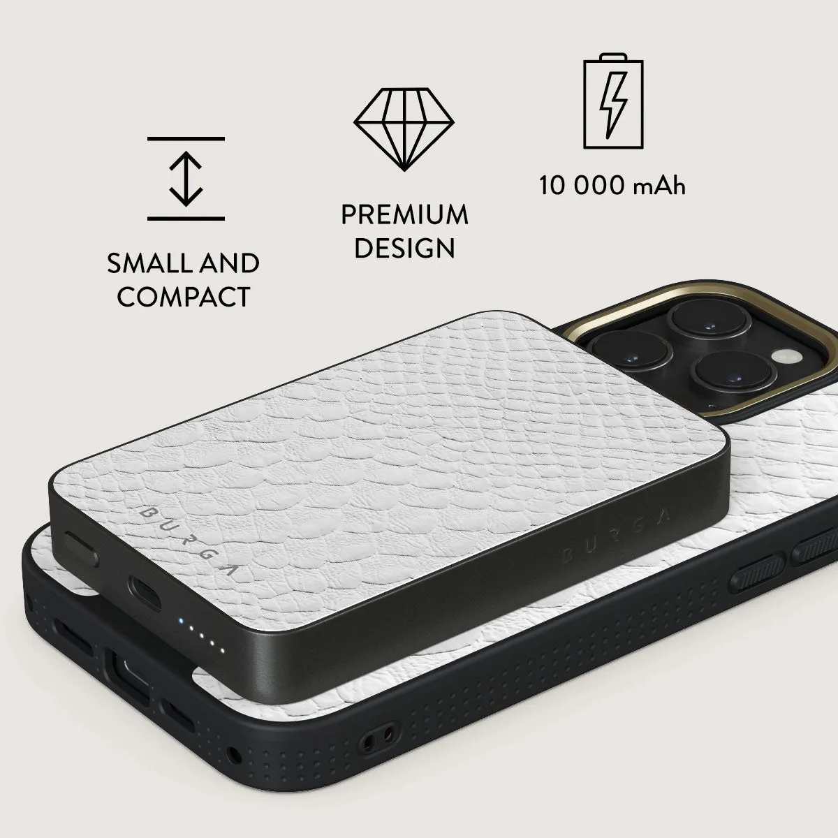 Glacial Desert - White Snakeskin Magnetic Power Bank