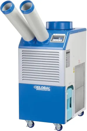 Global Industrial Commercial Industrial Portable Air Conditioner, 1.5 Ton with Cold Air Nozzles 16,800 BTU, 115V, Cooling for up to 440 Sq. Ft., 2 Fan Speeds