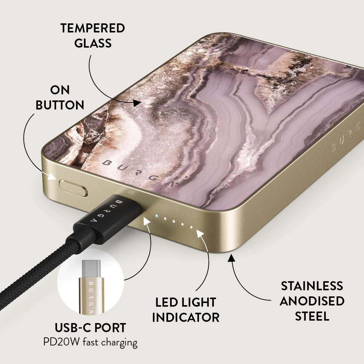 Golden Taupe - Fashion Magnetic Power Bank