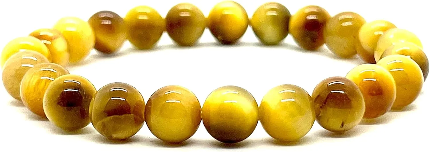 Golden Tiger's Eye Tiger Eye Stretch Bracelet, Taurus & Leo Birthstone, Confidence & Grounding, Solar Plexus Chakra